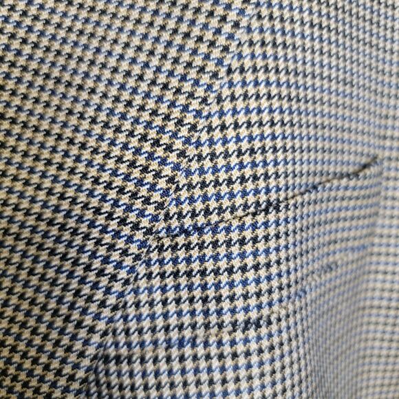 Arnold Brant Mens Tan/Black/Blue Houndstooth 100% Cashmere Blazer Jacket 44R - Picture 2 of 16